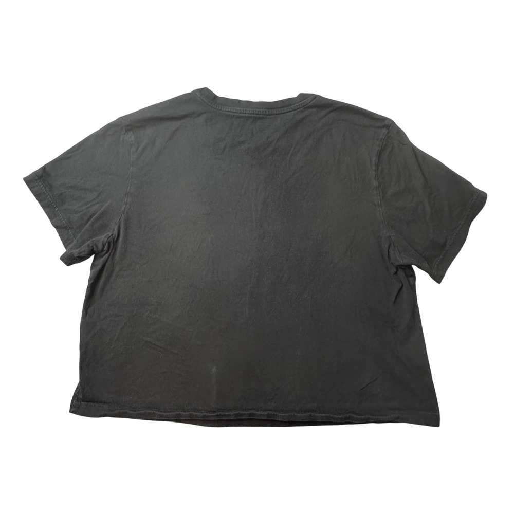 Adidas T-Shirt Women M Black Loose Fit Crop Top 3-Stripe Short Sleeve Sporty Tee